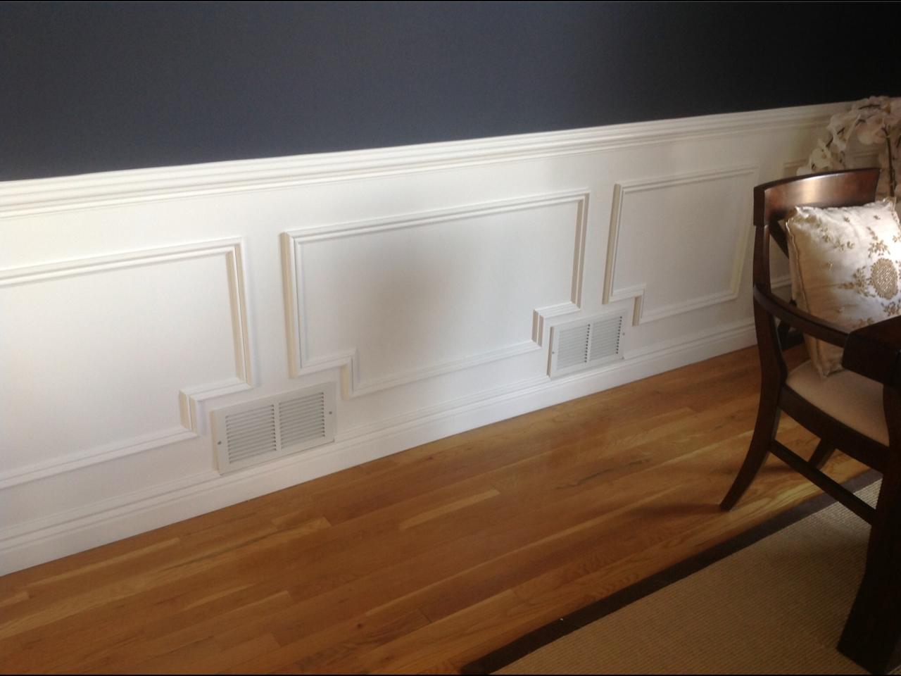 Raised panel wainscoting along a staircase